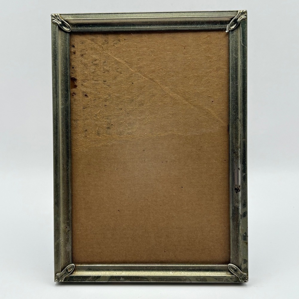 Vtg Gold Metal Picture Frame MCM Hollywood Regency Maroon Velvet Back Easel 5x7